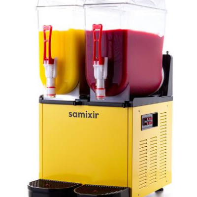 Samixir SLUSH24.Y Ice Slush Twin Meyve Suyu Dispenseri, 12+12 L, Sarı